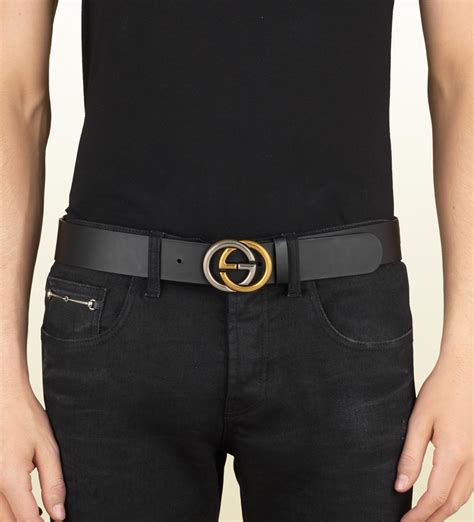 gucci thin belt with interlocking g buckle|Gucci interlocking g belt women's.